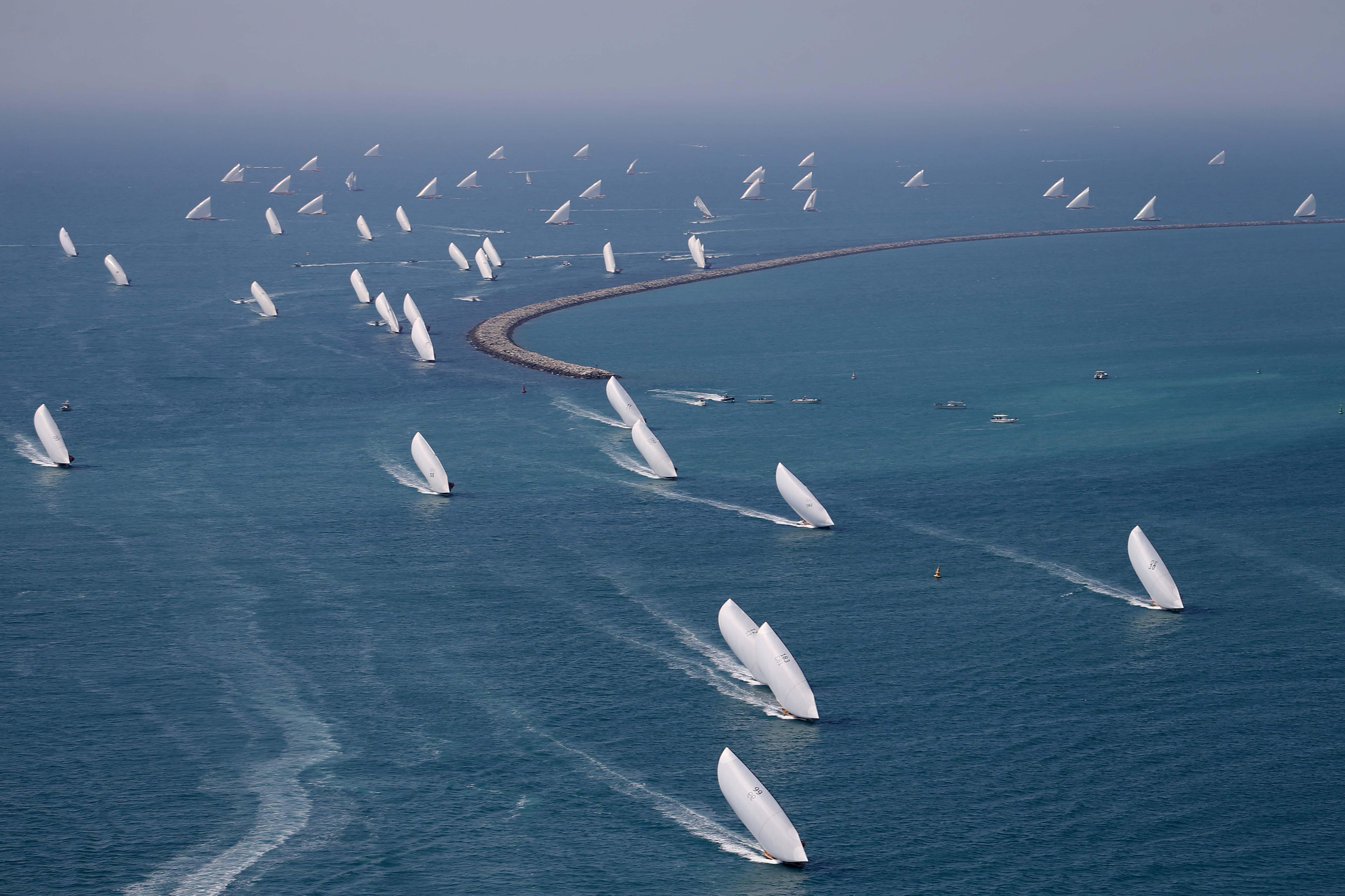 80 boats for the first round of 60ft Dhow Race today