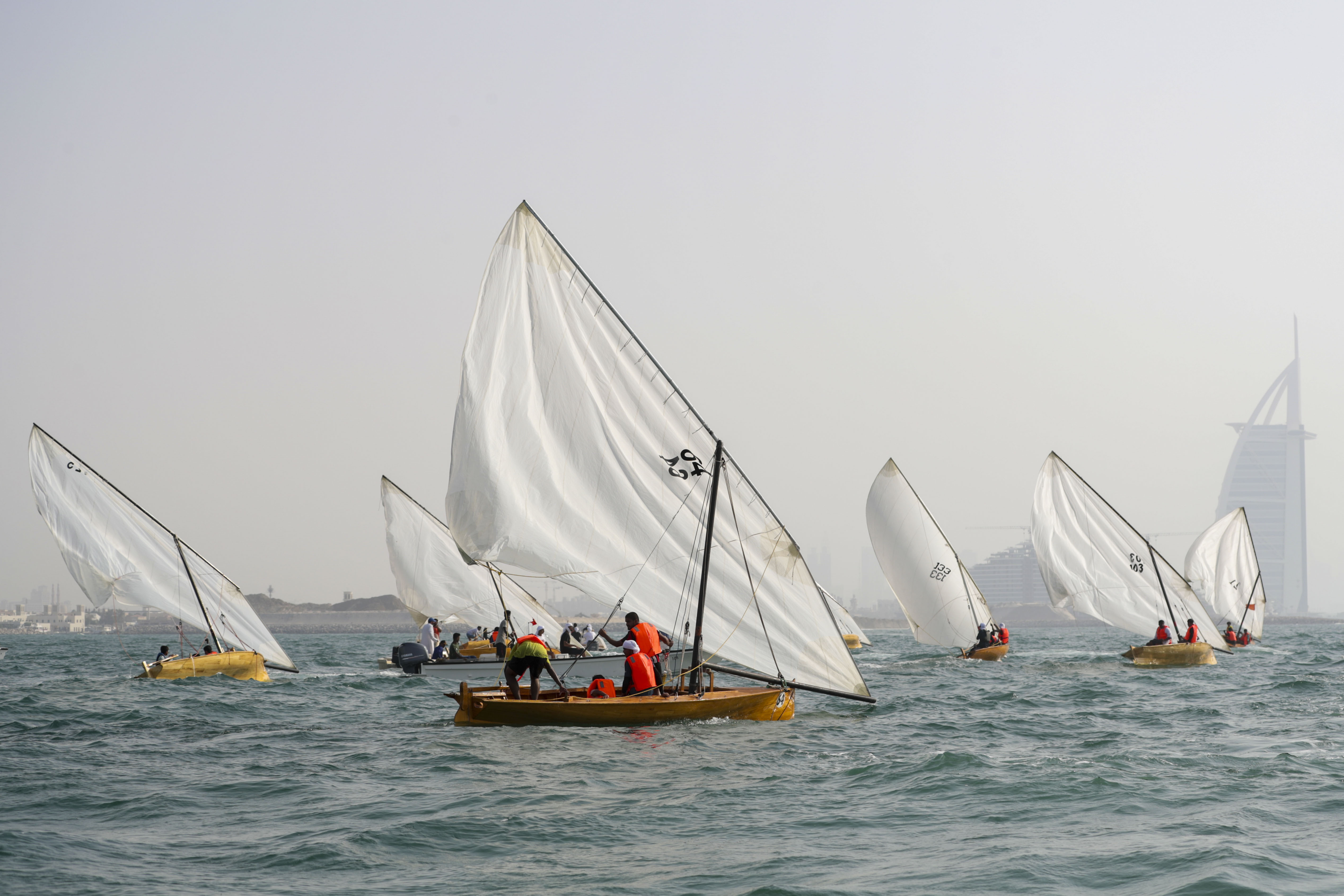 57 boats are vying for the title in the 22ft Dhow Sailing Race on Jumeirah Shore